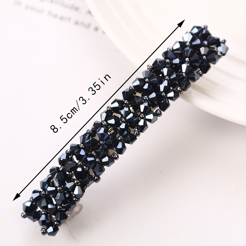 Sparkly Rhinestone Flower Hair Barrette French Style Hair Clip