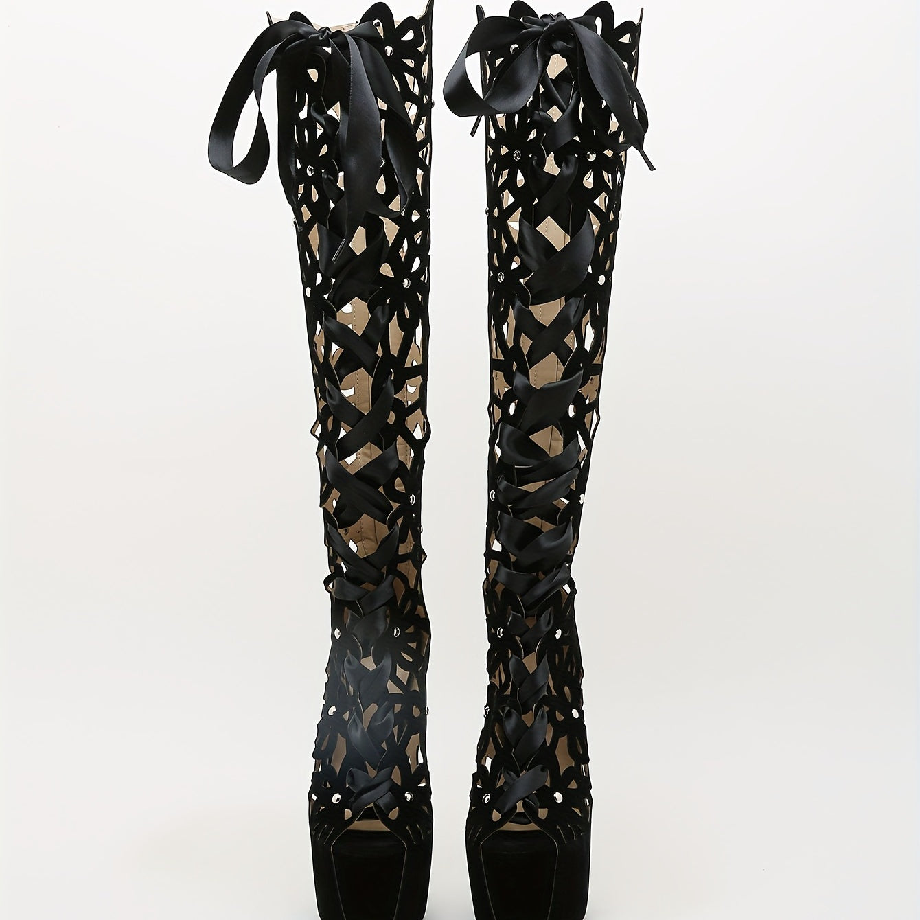 Women's Peep Toe Over The Knee Boots