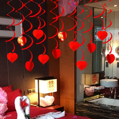 6 Pcs Red Heart Swirls for Anniversaries and Parties