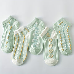 5 Pairs 3D Textured Short Socks Women's Stockings