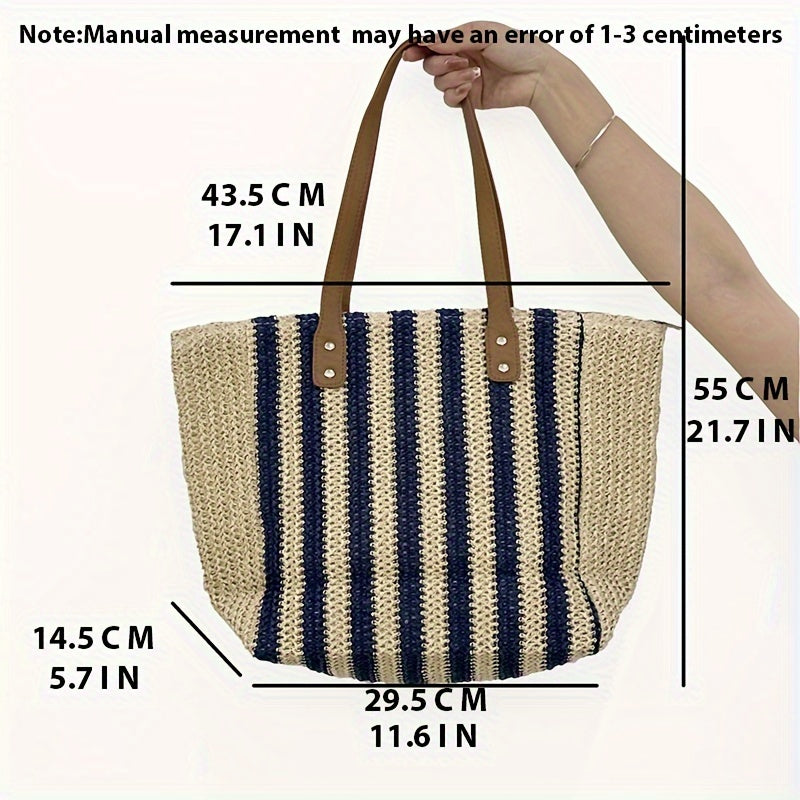 Striped Tote Bag Large Capacity Shoulder Bag