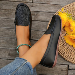 Women's Floral Embroidered Slip On Soft Sole Shoes