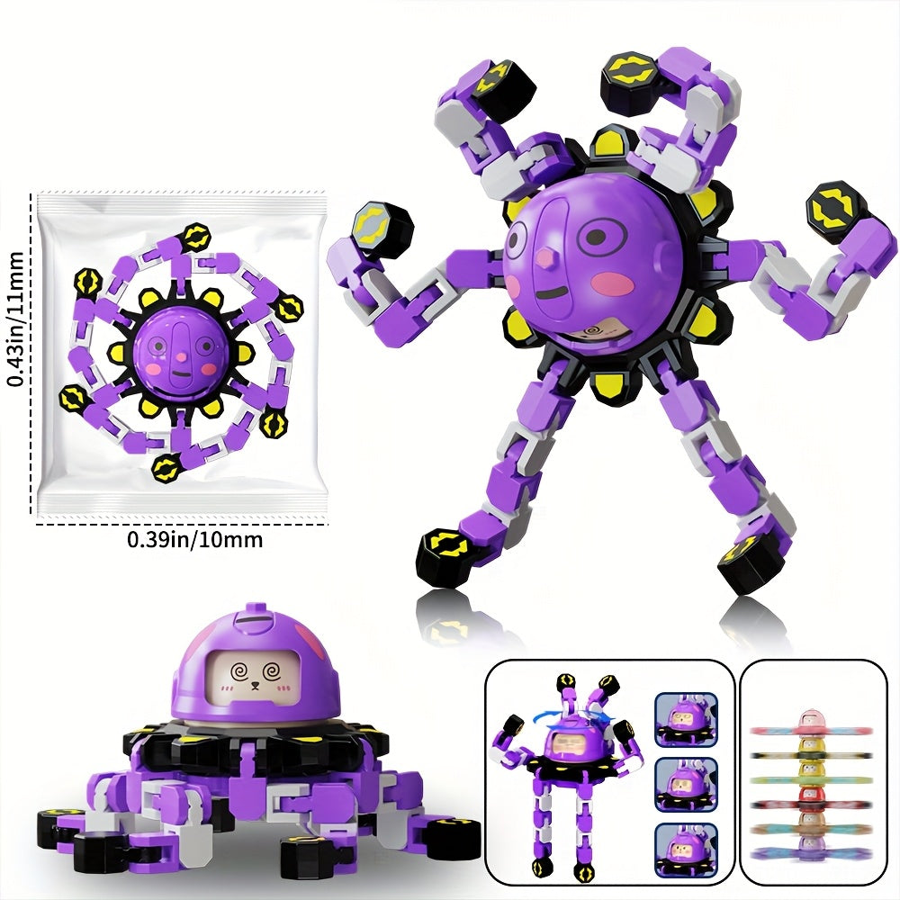 Transformable Chain Robot Finger Spinner Multicolor Deforme...