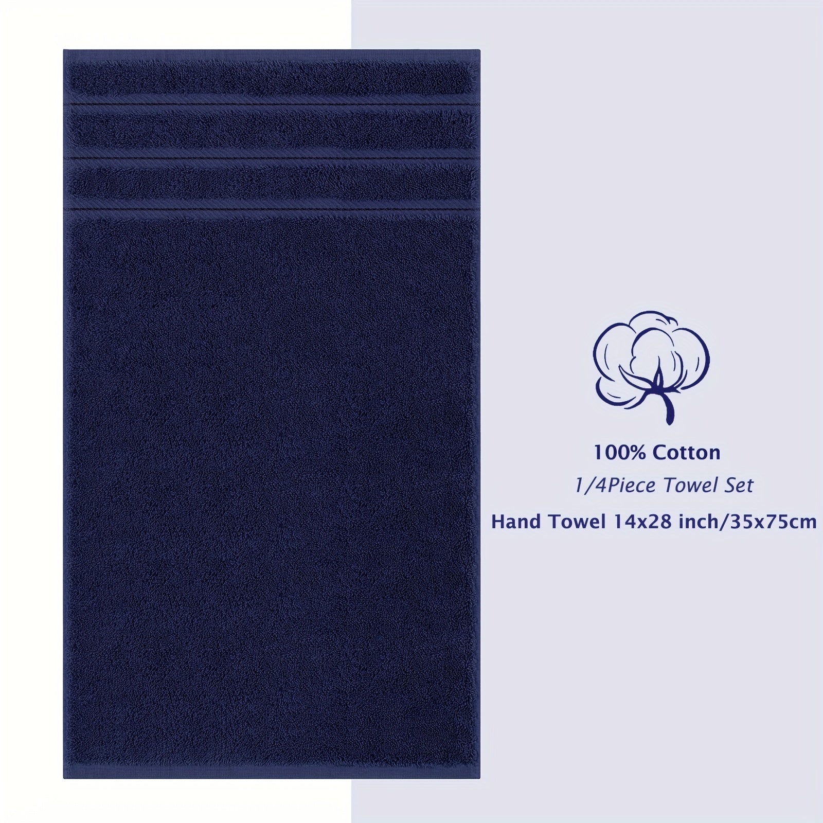 4pcs Hand Towels Set Soft Cotton for Bathroom Navy Quick Drying Absorbent
