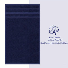 4pcs Hand Towels Set Soft Cotton for Bathroom Navy Quick Drying Absorbent