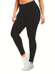  Casual Leggings Women's Plus Solid High Rise Stretchy Skinny Yoga Legg
