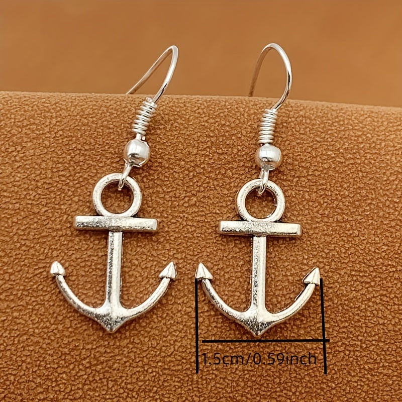 Retro Silvery Anchor Earrings & Fashionable Jewelry for Women