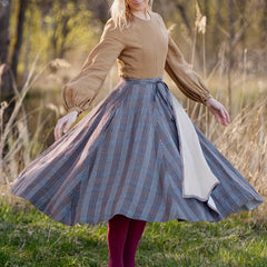  Plaid Print Tie Front A-line Maxi Skirt