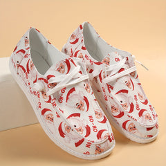 Christmas Elements Print Low Top Sneakers Lightweight Casual Shoes
