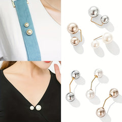 6pcs Set Faux Pearl Waist Pins Scarf Brooches for Women