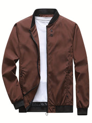 Men's Slim Varsity Zipper Jacket for Spring/Autumn