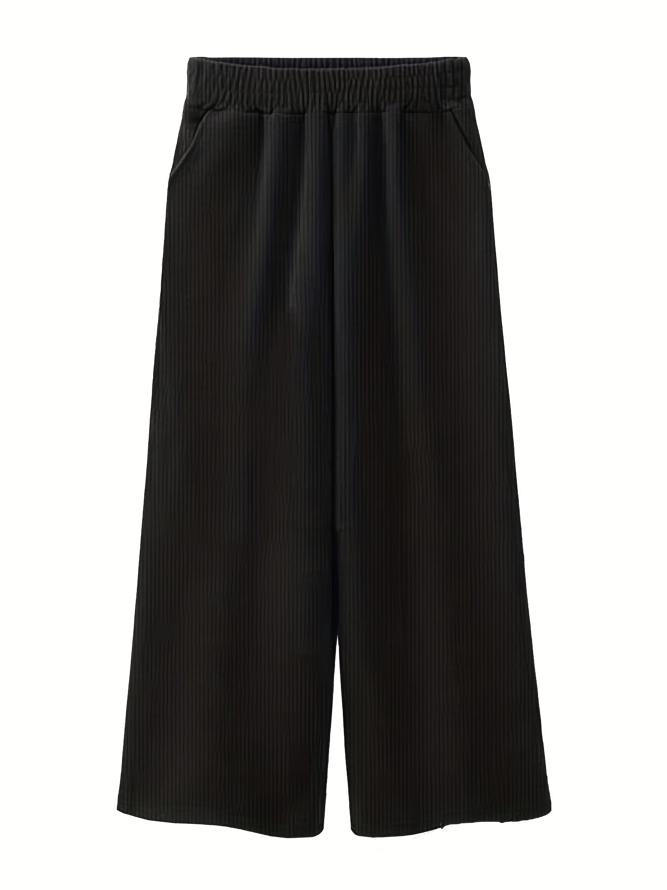  Ribbed High Rise Wide Leg Trousers