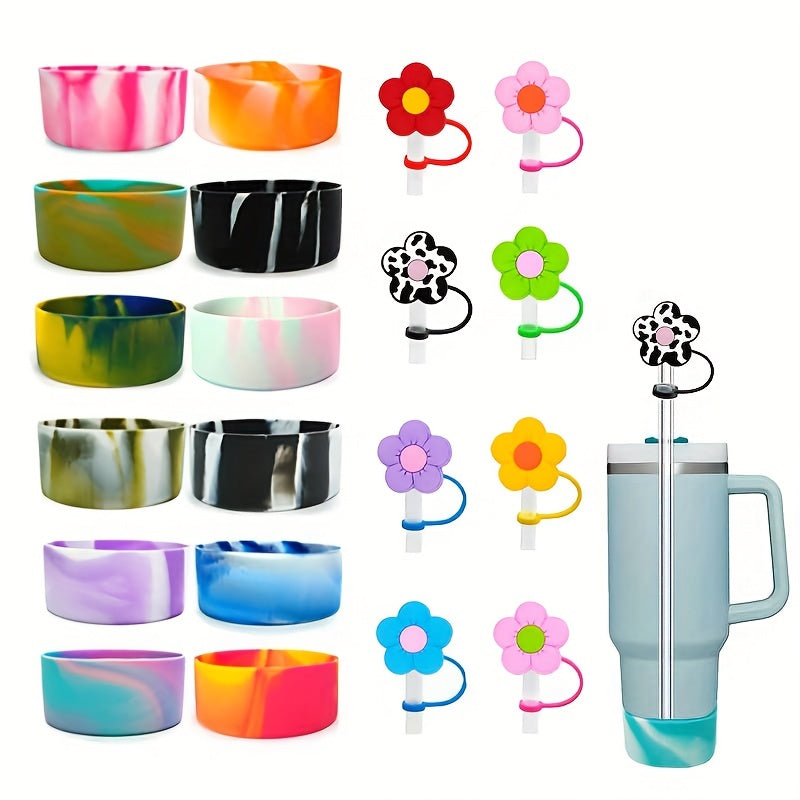 Tumbler Silicone Sleeve & Reusable Straws Set