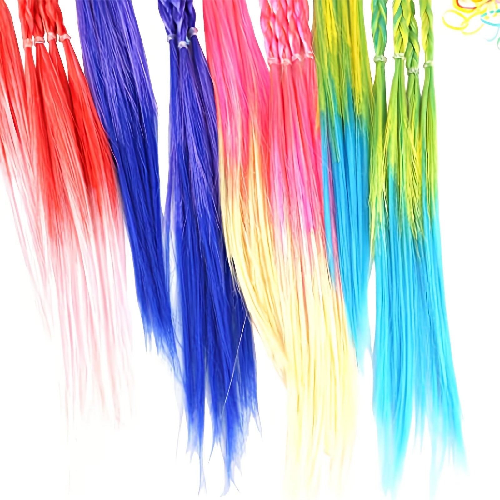 6pcs Girls Hair Extensions Colorful Braided Wigs Headbands Hair Accessories