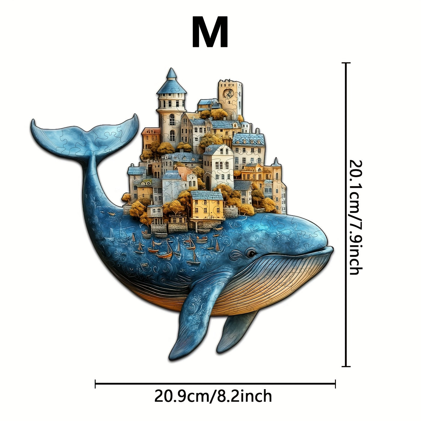 Whaleback City Wooden Puzzle Parrotfish Art Brain Exercise Decor
