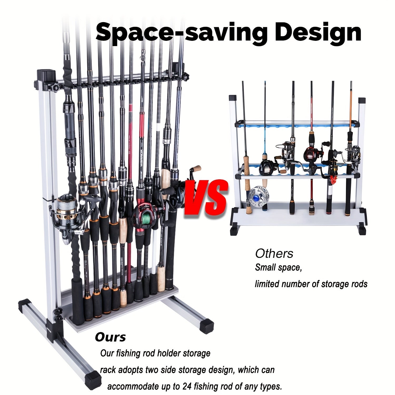 24 Slot Fishing Rod Holder Adjustable Storage Organizer Gift for Men
