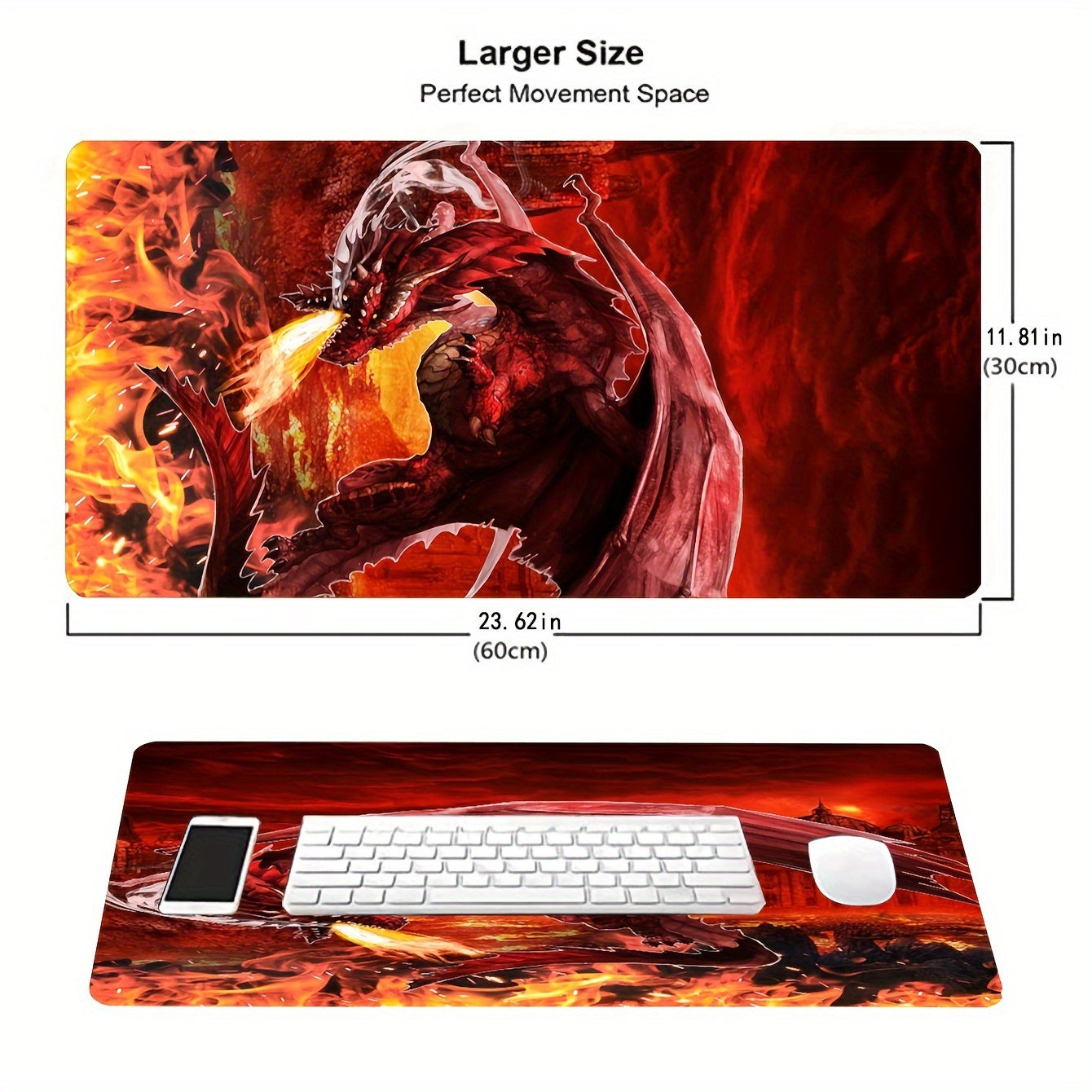 Dragon Pattern Desk Mat Oversized Gaming Mouse Pad Office Desk Pad