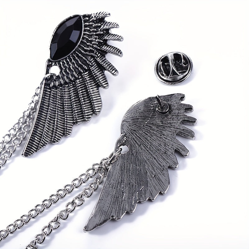 Vintage Wing Chain Gem Collar Chain Collar Pin