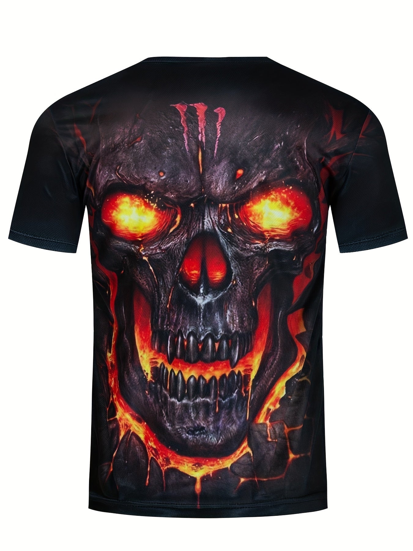 Men's Flame Skull Graphic T-shirt 3D Print Crew Neck Short Sleeves