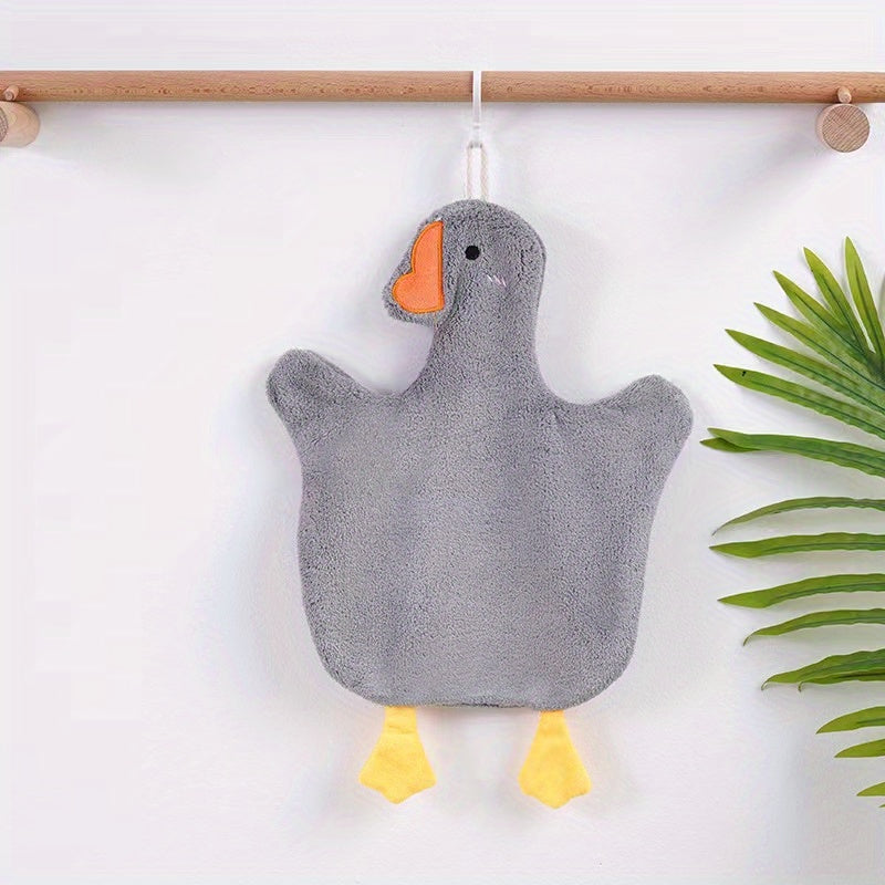 Cartoon Duck Pattern Hanging Towel Quick Drying Soft Absorbent Cotton Towel