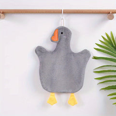 Cartoon Duck Pattern Hanging Towel Quick Drying Soft Absorbent Cotton Towel