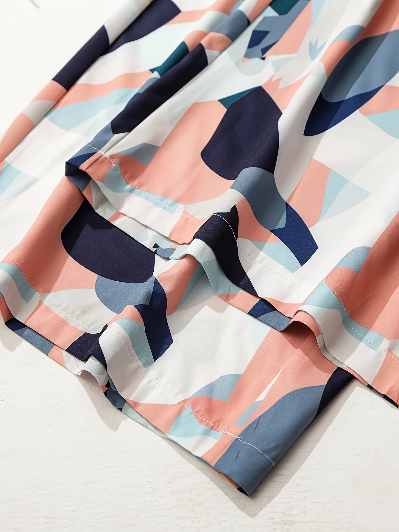  Colorblock Print Wide Leg Trousers