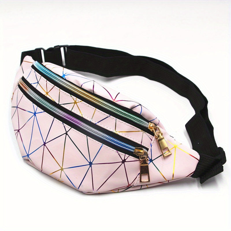 Holographic Fanny Pack Laser Geo Pattern Crossbody Bag