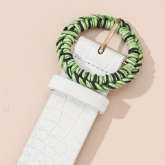  Stylish PU Leather Crocodile Pattern Embossed Belt for Women