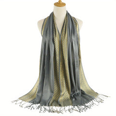 Hot Stamping Long Tassel Scarf Hijab Solid Shawl Casual Head Wrap
