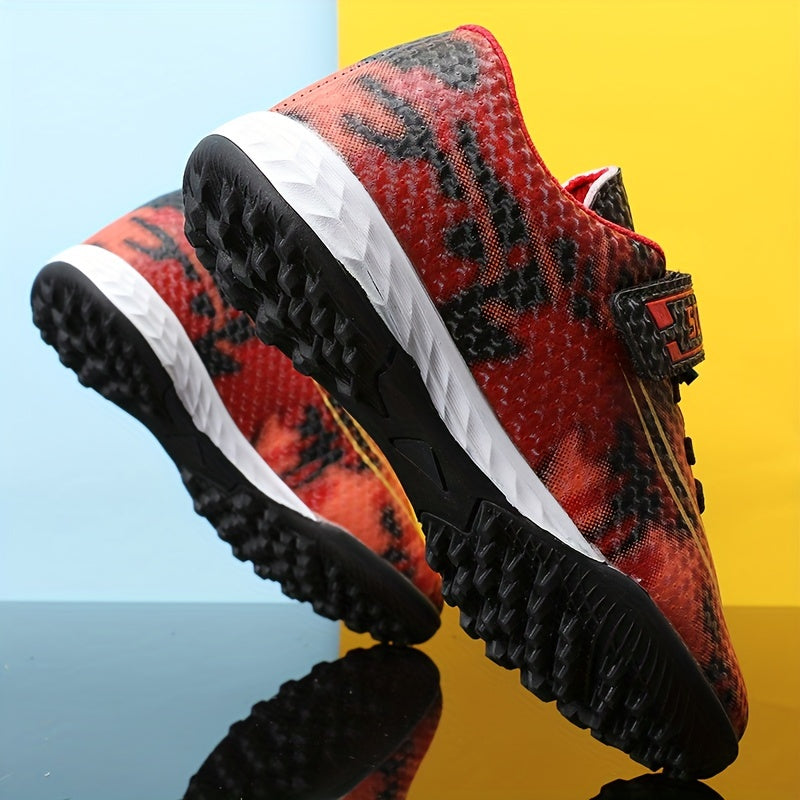 Boy's Turf Football Boots Velcro Closure Anti-skid TF Soccer Cleats