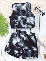 Girls Tie dye Crop Tank Top & Shorts Set Kids Summer Clothes