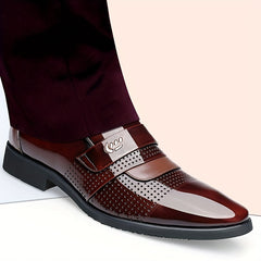 Men's Glossy Dress Shoes Comfy Slip On Leather Shoes