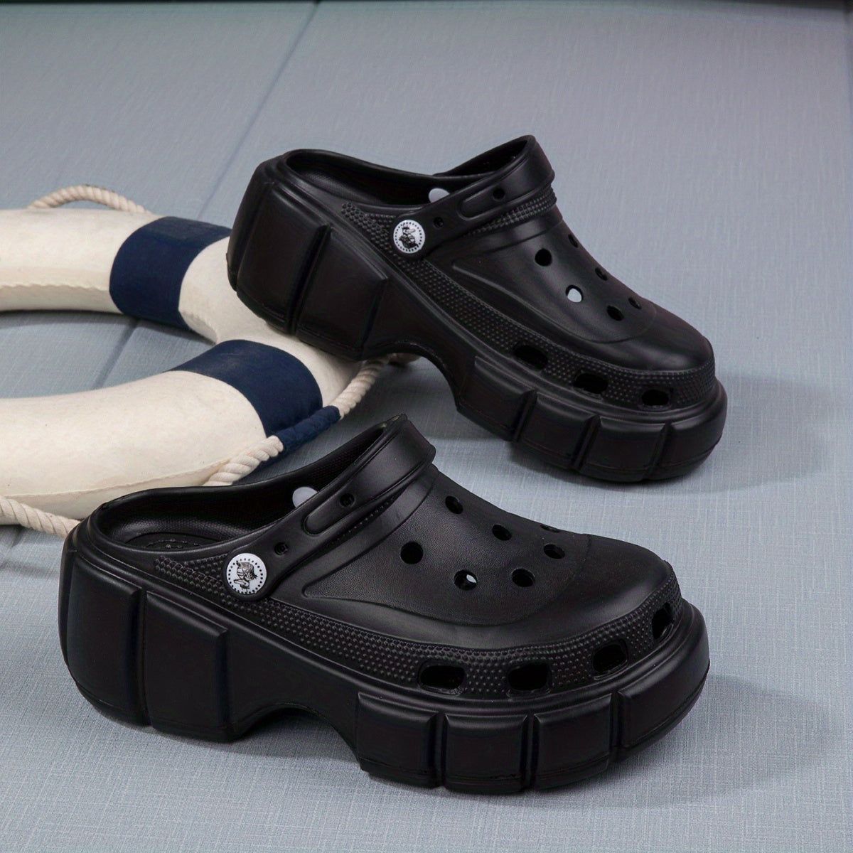 Women's Platform Chunky Clogs Closed Toe Hollow Out Sandals