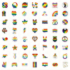 55 Pack LGBTQ Pride Rainbow Stickers Love Peace Space Design Decals