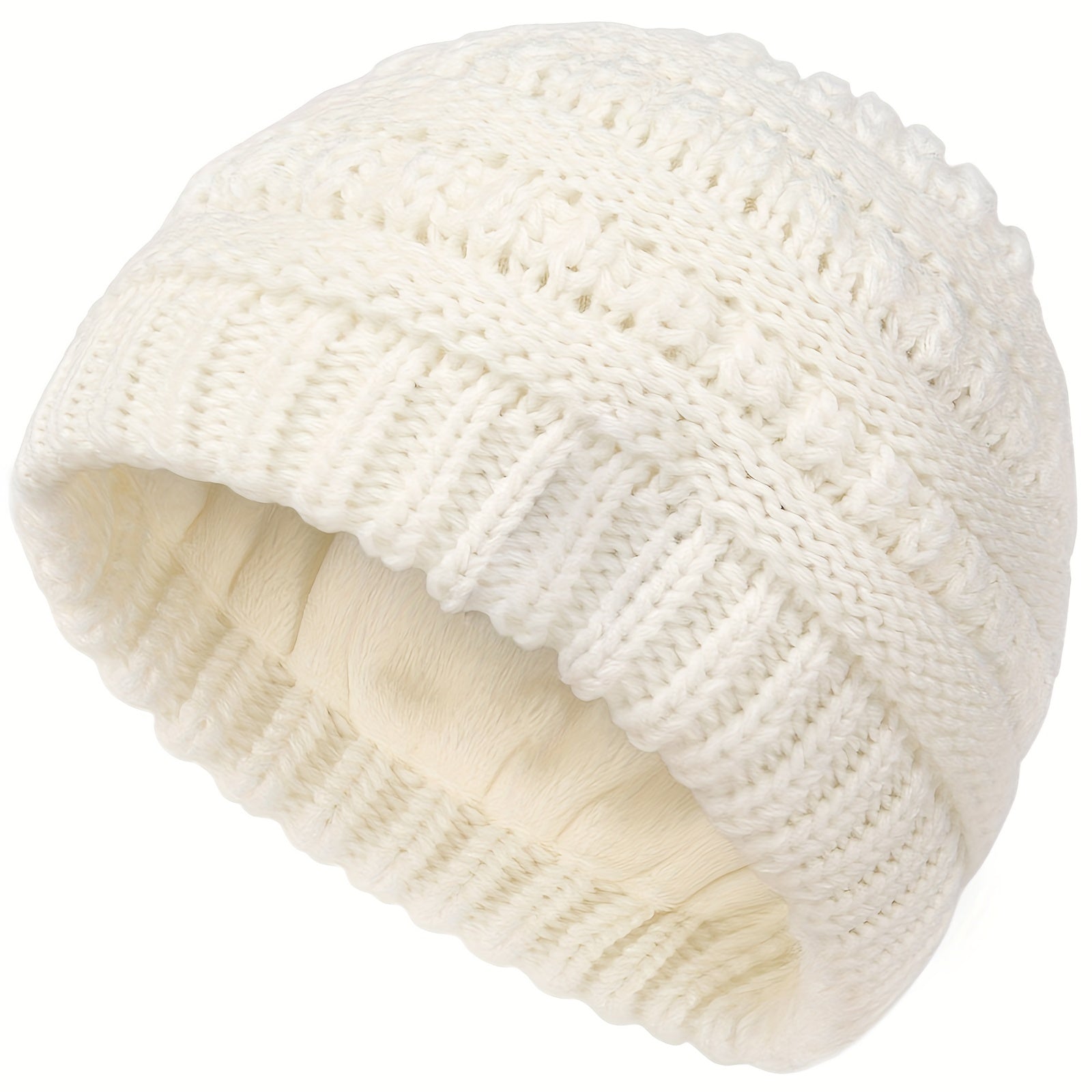 Satin Lined Toddler Beanie Knitted Hat for Winter