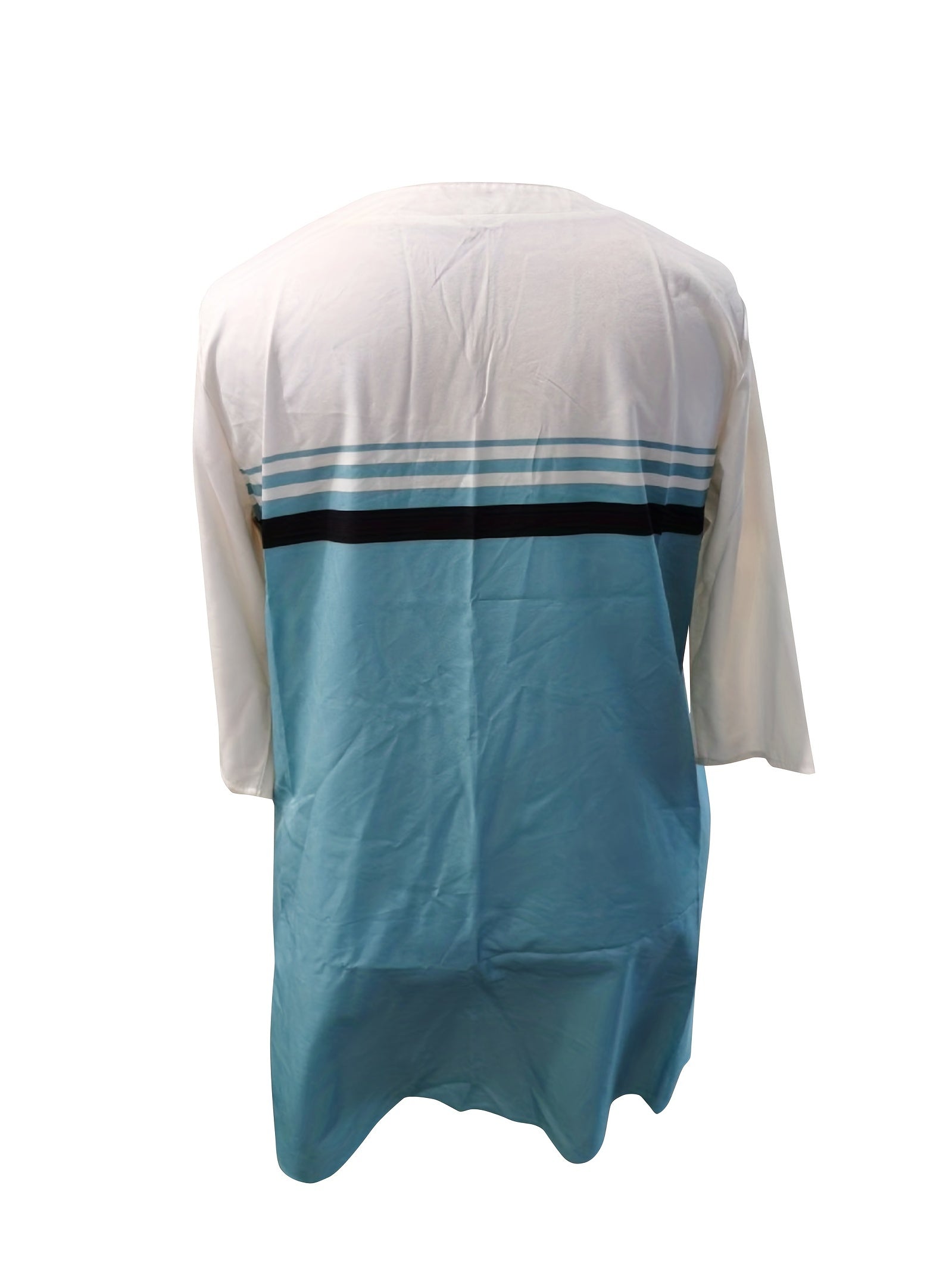  Colorblock Stripe Print Half Sleeve Dress
