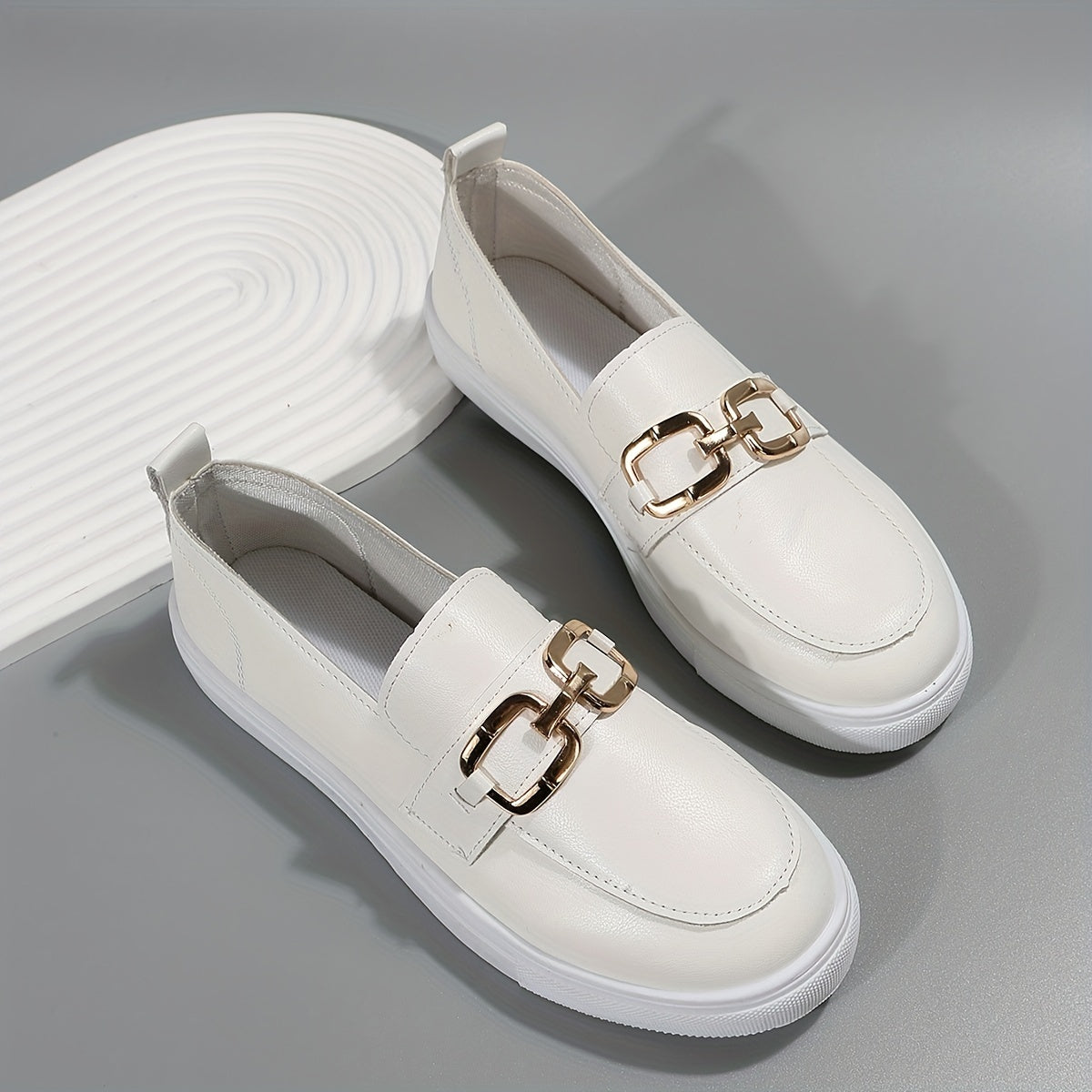 Women's Buckle Decor Flat Slip On Loafers