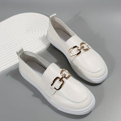 Women's Buckle Decor Flat Slip On Loafers