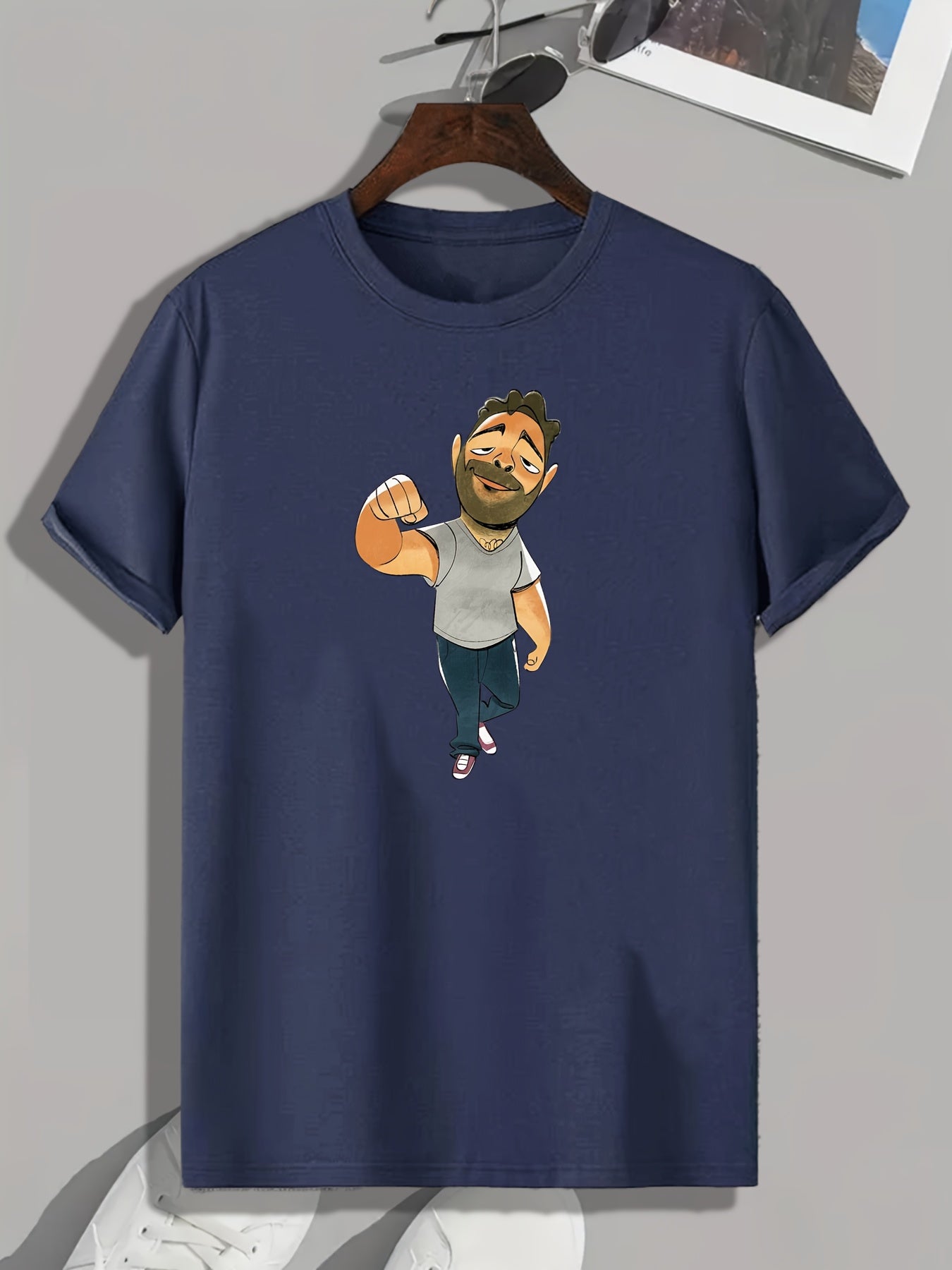 Cartoon Buddy Print Men's Comfy T shirt Active Slightly Stretch Tee