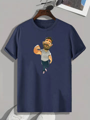 Cartoon Buddy Print Men's Comfy T shirt Active Slightly Stretch Tee