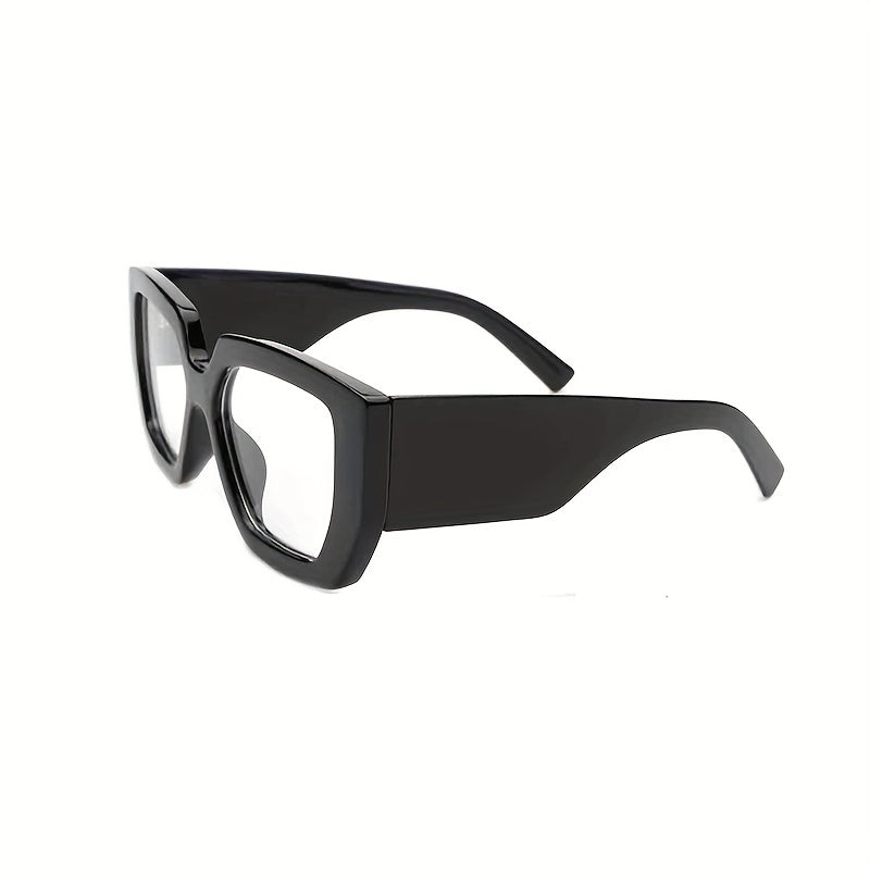 Cat Eye Clear Lens Glasses Wide Temple Anti Light Eyewear