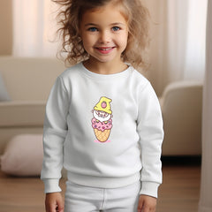 Cartoon Ice Cream Graphic Crew Neck Long Sleeve Sweatshirt for Kids