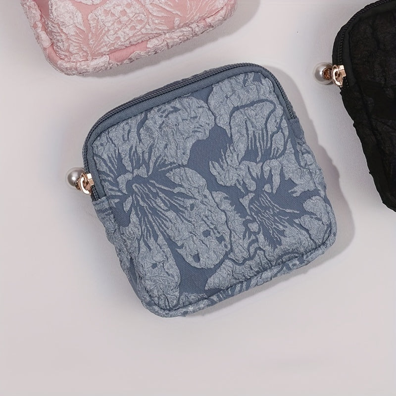 Rose Embossed Powder Makeup Bag Large Capacity Portable Clutch Bag