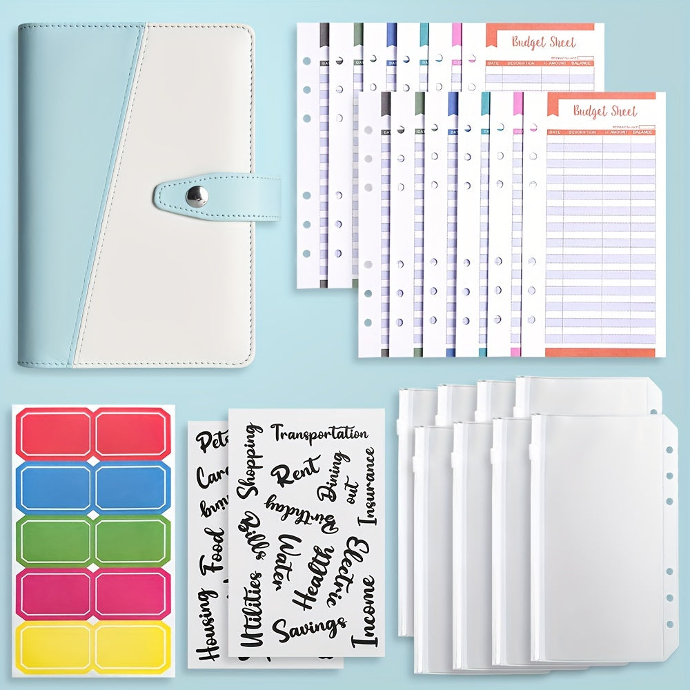 Mini A6 Budget Binder for Cash Stuffing with Zippered Envelopes