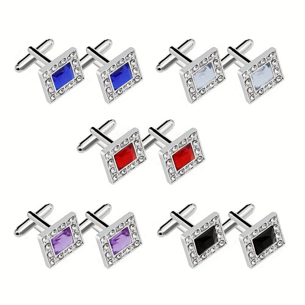 Square Rhinestone Cufflinks Suit Button Sleeves Studs