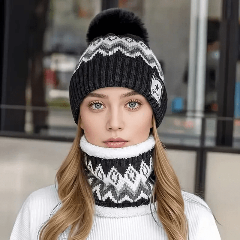 Cozy Winter Beanie Gray & Cable Pattern Ear Flap Hand Wash Festive Headwear