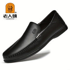 LAORENTOU Men's Leather Slip On Shoes Lightweight Non Slip Casual Shoes