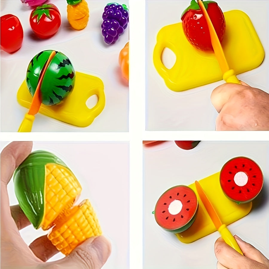 Colorful Plastic Fruit and Vegetable Slicer Toy Set for Kids