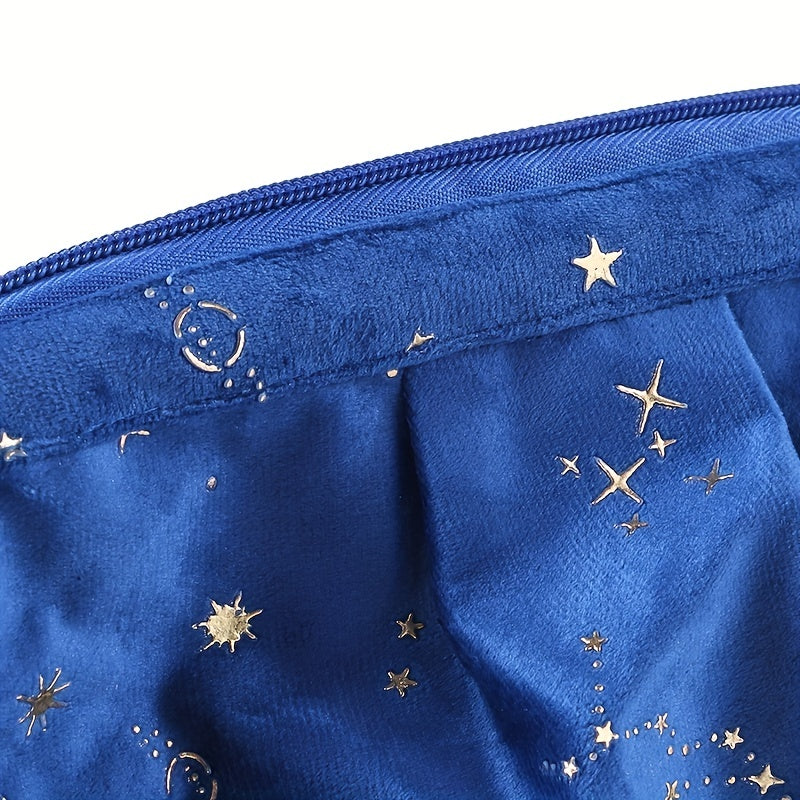 Portable Star Print Makeup Bag Velvet Polyester Wash Bag