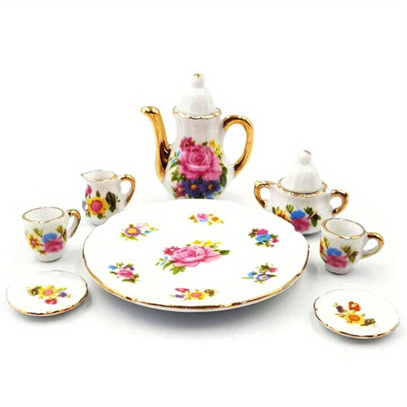 8pcs 1 12 Dollhouse Porcelain Tea Set Dish Cup Plate